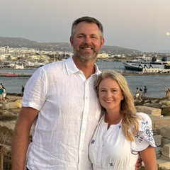 Heather and her husband in Naxos